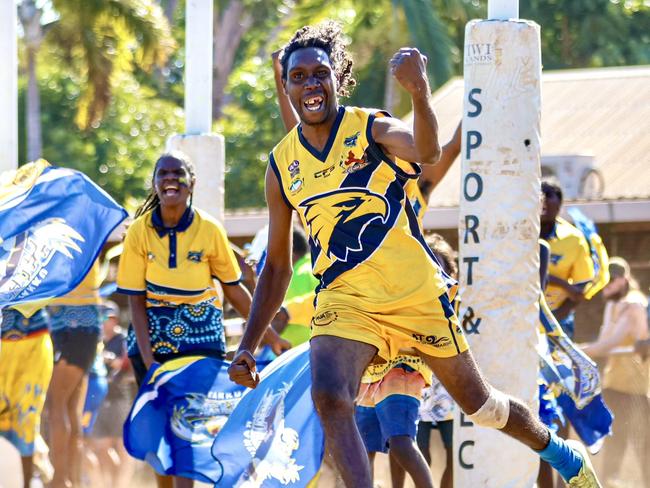 The Ranku Eagles triumphed over the Muluwurri Magpies in the 2024 Tiwi Islands Football League grand final. Picture: Celina Whan / AFLNT Media