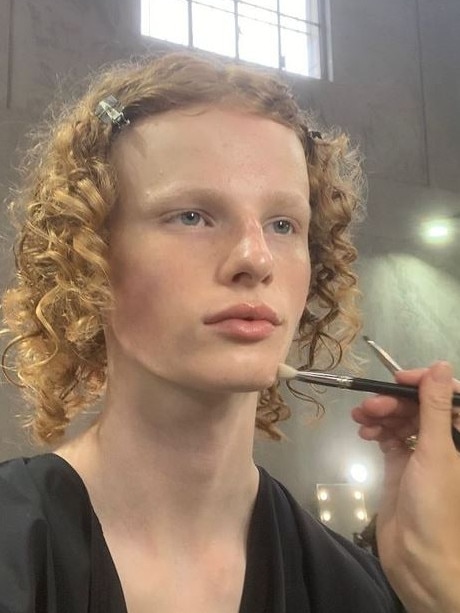 Kane in the hair and make-up chair ahead of the show. Picture: Instagram