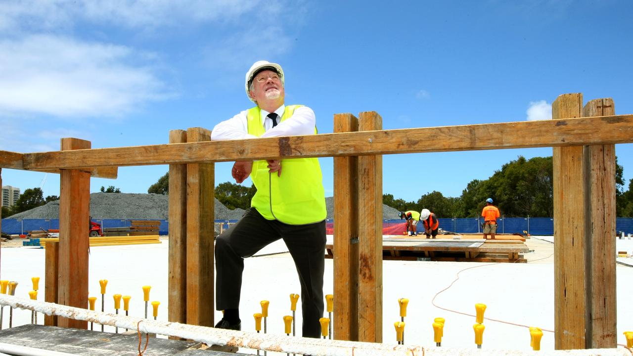 Southern Cross University Vice Chancellor Professor Paul Clark pictured inspecting work on the new campus at Bilinga, near Gold Coast Airport.