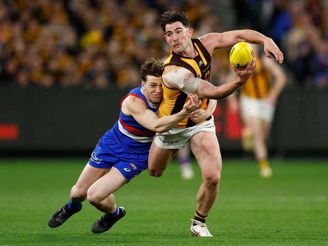 Jai Newcombe was huge in the midfield. Picture: Michael Willson/AFL Photos