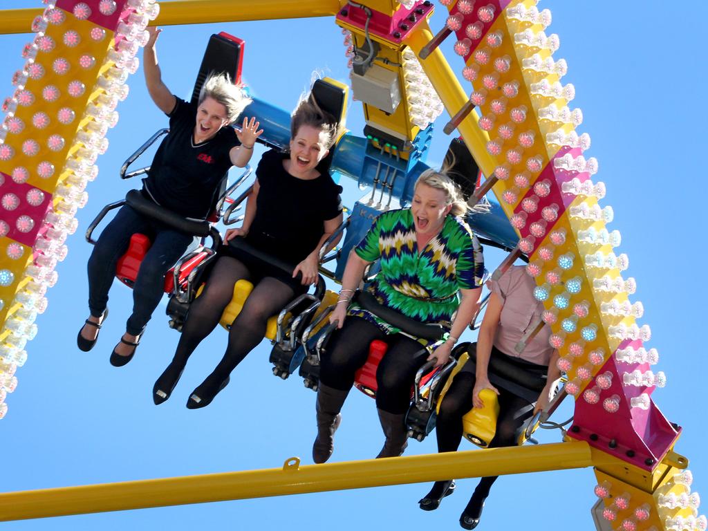 &lt;h2&gt;Up up and away&lt;/h2&gt;Take a spin on the new additions to Sideshow Alley – Freak Out for adventure seekers, and for family-friendly action try Jungle Twist and Outback Monster Truck. Chloe Mitchell, Jessica O'Gorman, Jessie Newell and Tina Waters enjoy an early screamfest. Pic: Steve Pohlner