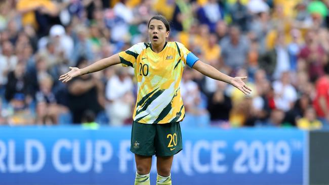 Sam Kerr has described the Matildas team environment as a ‘safe haven’. Picture: Getty