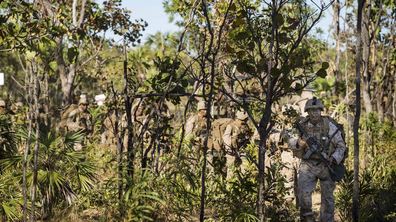 United States Marines on patrol at Mount Bundey Training Area.