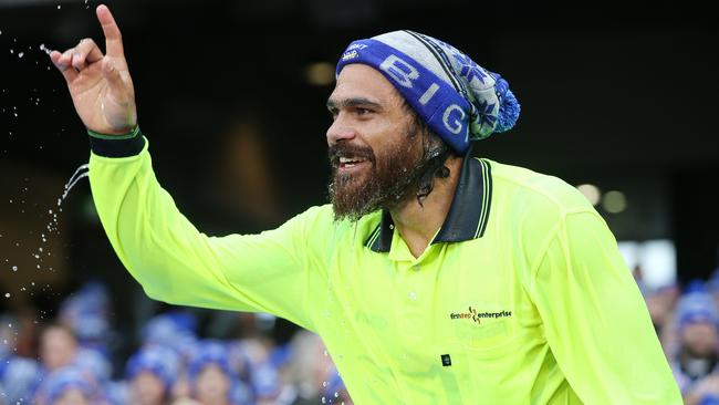 Cyril Rioli hits the ice slide at the MCG for Big Freeze 5. Picture: Michael Klein