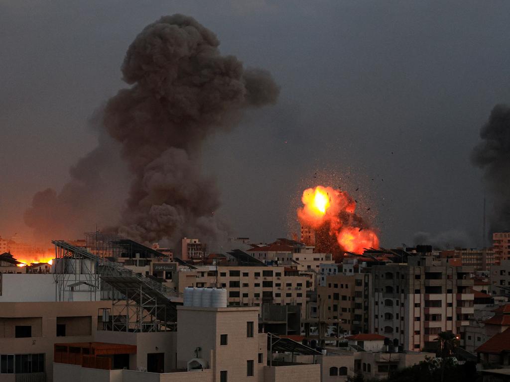 Israel relentlessly pounded the Gaza Strip overnight in retaliatory strikes as fighting with Hamas continued. Picture: AFP