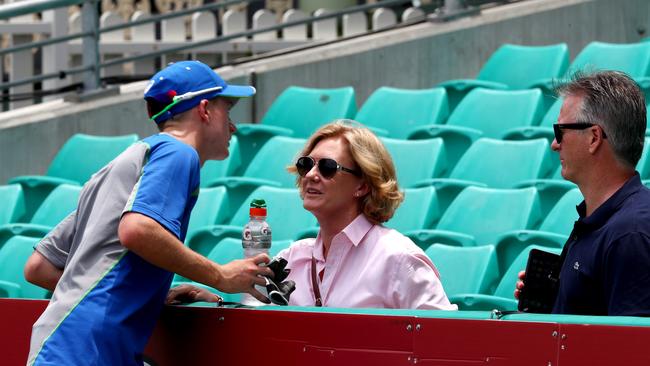 Austin Waugh talks to his parents Steve and Lynette before a T20 game between the Australian under 17's and the Australian Under 19's at the SCG. Picture: Gregg Porteous