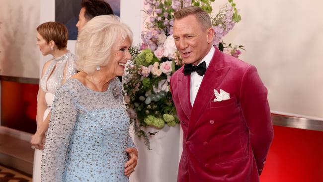 Camilla, Duchess of Cornwall chats with 007. Picture: Getty Images