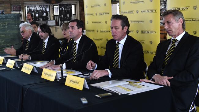 Focus on Football team (from left) David Marsh, Philip Allison, Margaret Kearney, Martin Hiscock, Bruce Monteath and Bryan Wood launch their board challenge.