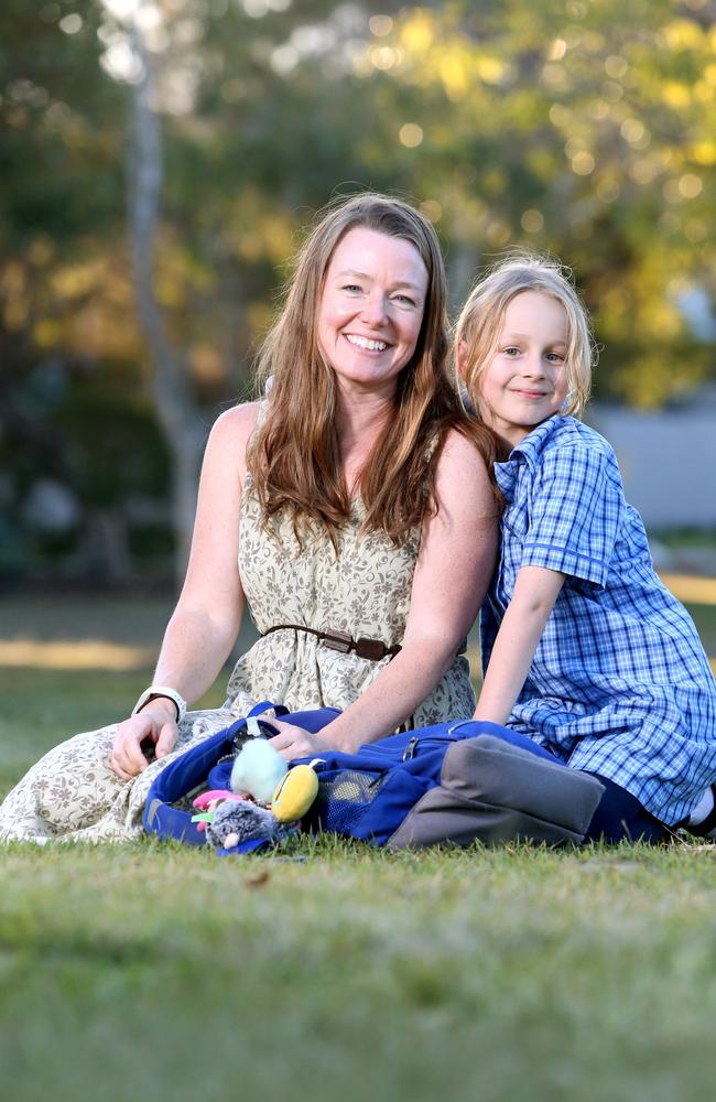 Sarah Patrick, pictured with daughter Sage, 8, does not believe in Religious Instruction in schools. Picture: Steve Pohlner)