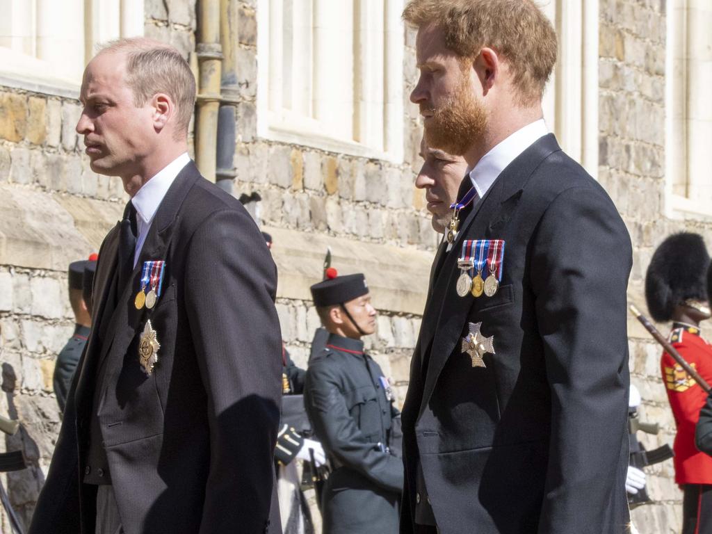 Prince William and Harry face-to-face for the first time since Harry quit as a senior royal and gave his explosive tell-all interview to Oprah. Picture: Ian Vogler-WPA Pool/Getty Images)