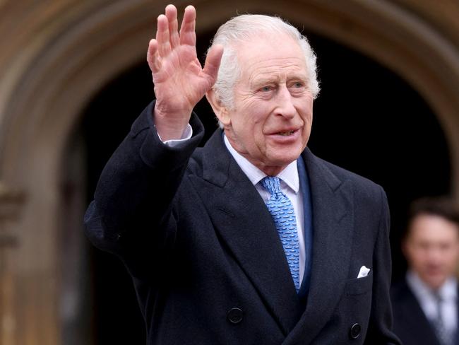 Charles smiled and wave as he arrived for the traditional Easter Sunday service. Picture: Getty Images