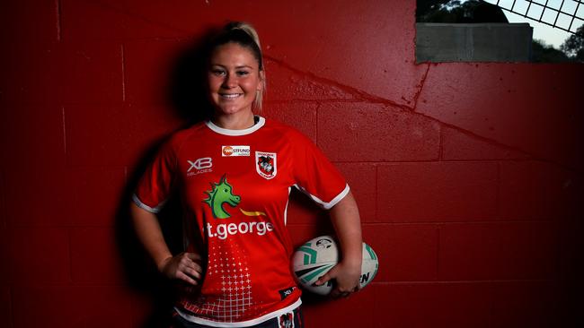 Dragons NRLW player Keeley Davis is now a veteran at 20, playing in her third season of NRLW. Pic: Toby Zerna