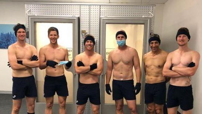 David Warner (3rd from left) and Cameron Bancroft (right) are trying to form a solid opening partnership. Image: Instagram — @davidwarner31