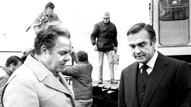 Film producer Albert Broccoli with star Sean Connery on the set of first James Bond film Dr No in 1962. Picture: supplied