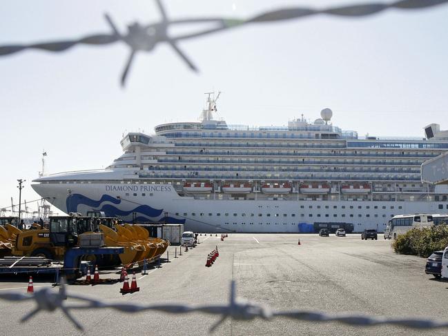 The quarantined ship Diamond Princess at Yokohama port. Picture: AP