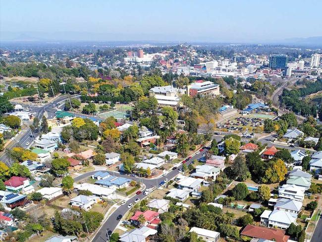 Aerial view of Ipswich looking west from East Ipswich with the CBD in the background. Picture: Rob Williams