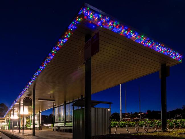 Ray’s spectacle of light at Mosman Bay Wharf. Picture: Steve Connellan