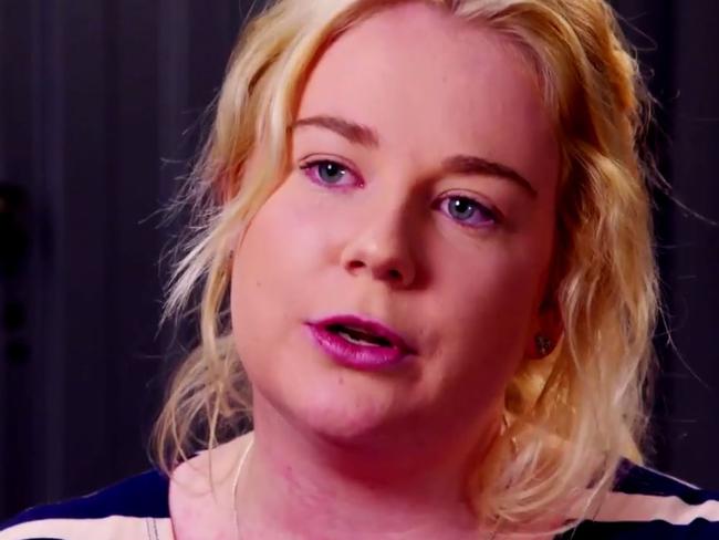 Cassie Sainsbury in her explosive interview on 60 Minutes. Picture: Channel 9.