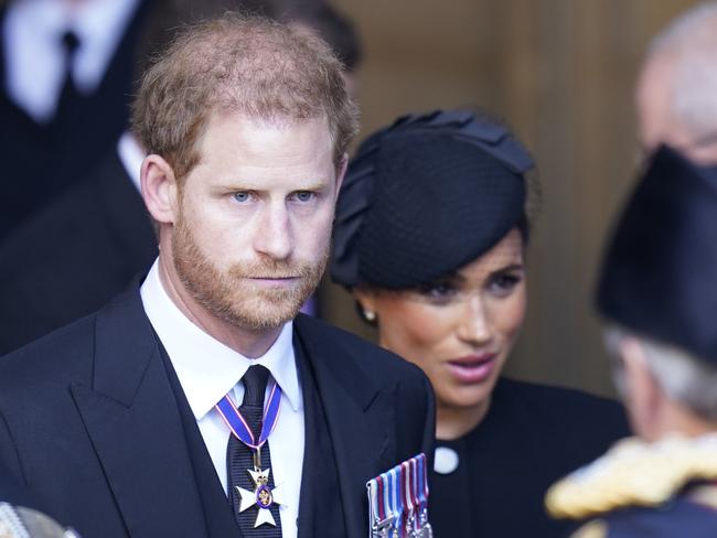 Prince Harry and Meghan, Duchess of Sussex at the Queen’s funeral in September. Picture: Danny Lawson/WPA Pool/Getty Images