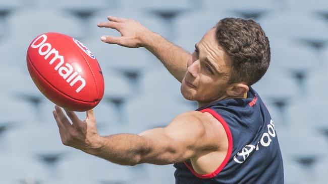 Adelaie’s Lachlan Sholl trains at West Lakes. Picture: Simon Cross