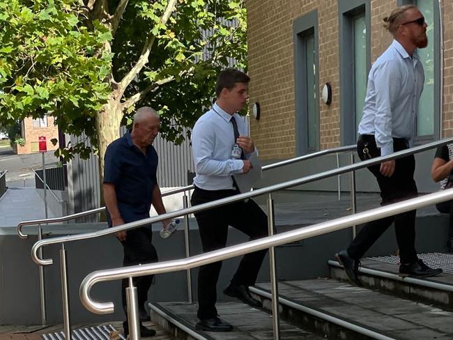 Jordan Gold (middle), of Wyongah, arriving at Wyong Local Court.