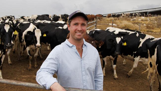 Jake Altmann on his dairy farm in Murray Bridge, South Australia.