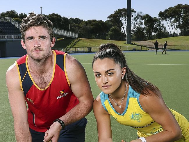 HOCKEY - 20/03/19 - South Australian Hockey in crisis. With no money for the State teams will mean no Olympians from  State League player Lachie Busiko and current hockeyroos player Miki Spano 21yrs. Picture SARAH REED