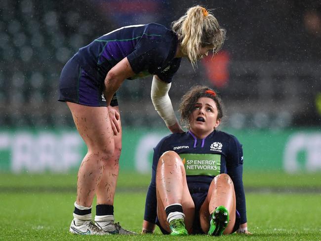 Scottish rugby players Hannah Smith and Abi Evans