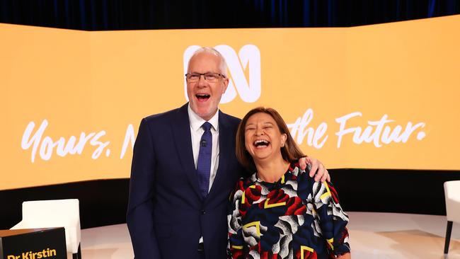 9/2/18: ABC Annual Public meeting at Ultimo, Sydney. Chairman Justin Milne and Managing director Michelle Guthrie after todays meeting. John Feder/The Australian.