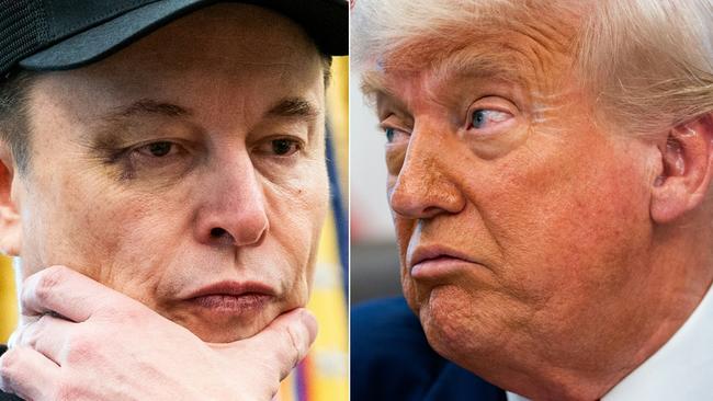 (COMBO) This combination of pictures created on June 03, 2025 shows Elon Musk looks and US President Donald Trump in the Oval Office of the White House in Washington, DC, on May 30, 2025. Tech billionaire Elon Musk on June 3, 2025, hammered the sprawling tax cuts and spending mega-bill that President Trump is trying to muscle through Congress as a 