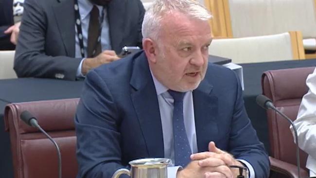 Snowy Hydro chief executive Dennis Barnes at Senate estimates. Picture: Supplied