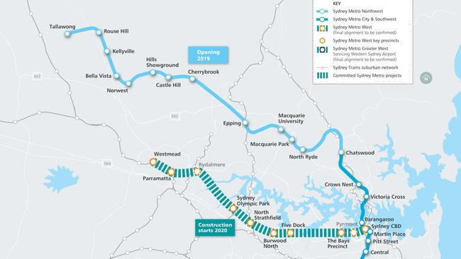 The proposed Sydney Metro West route, linking Westmead to the city. However, the full business case is yet to be released by the government.