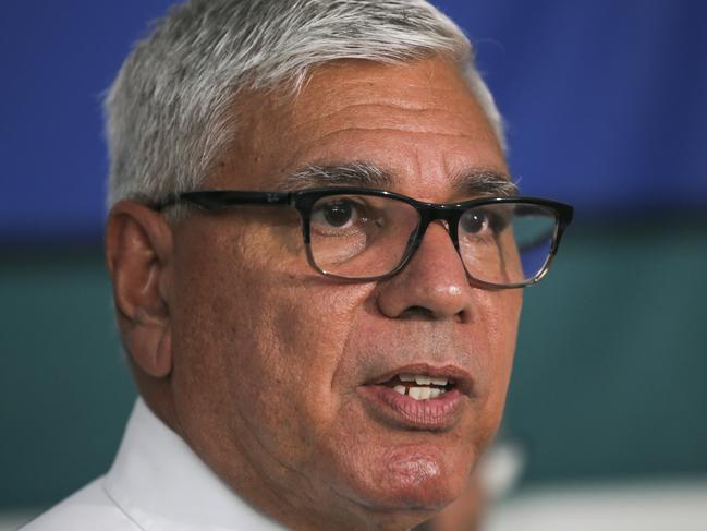 Gilmore candidate Warren Mundine speaks to media in Nowra, while campaigning with John Howard and Senator Anthony Sinodinos ahead of the Federal Election. Picture: Dylan Robinson