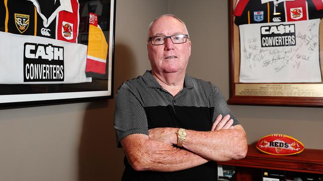 Former owner of Perth NRL team the Western Reds Laurie Puddy at his home in Newport, Sydney. Picture: Brett Costello