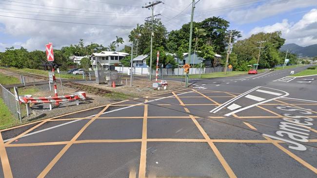 The intersection of James and Law streets, Cairns North near where rocks were allegedly thrown at a carriage of the Kuranda Scenic Railway. Picture: Google Maps