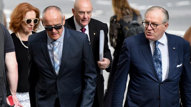 Chris Dawson, left, and his lawyer Greg Walsh, right, at Downing Centre Local Court in Sydney. Picture: AAP