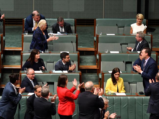 The Minister received a thundering applause from her colleagues. Picture: AAP