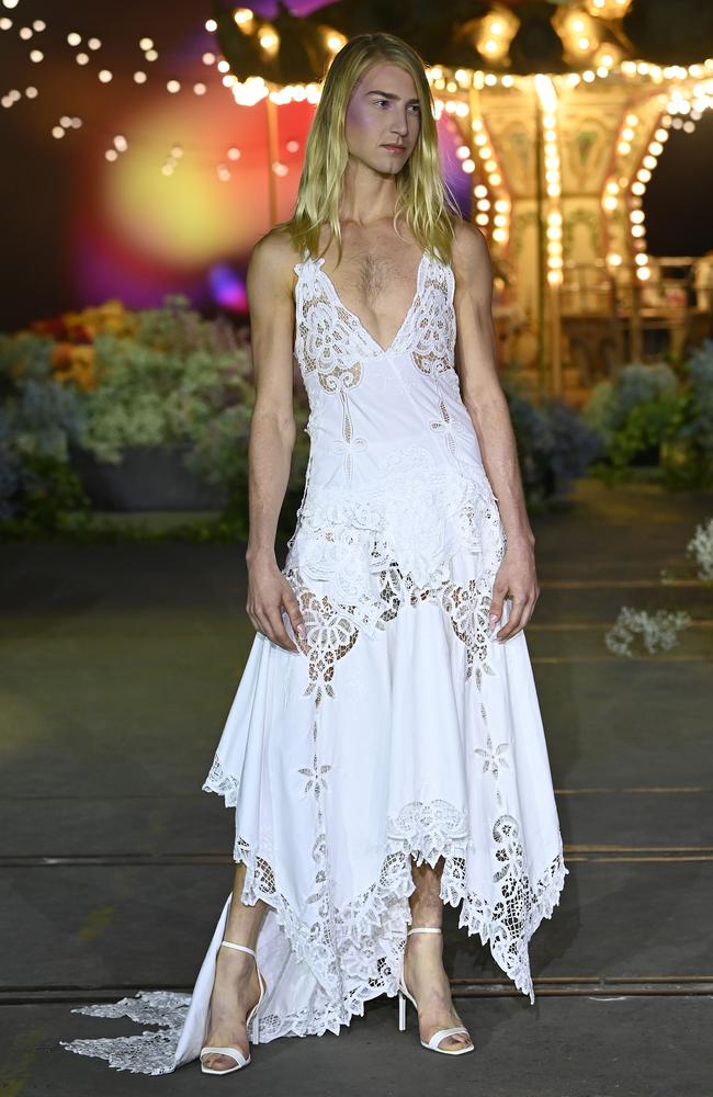 Model Christian Wilkins walks the runway during the Romance Was Born show. Picture: Stefan Gosatti/Getty Images