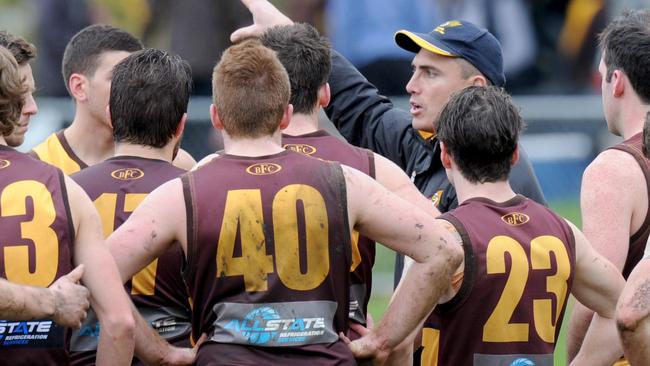 Marc Hardy coaching Boronia in 2015. Picture: Andrew Henshaw