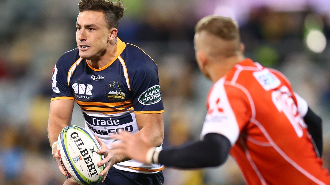 Tom Banks of the Brumbies in action against the Sunwolves at GIO Stadium.