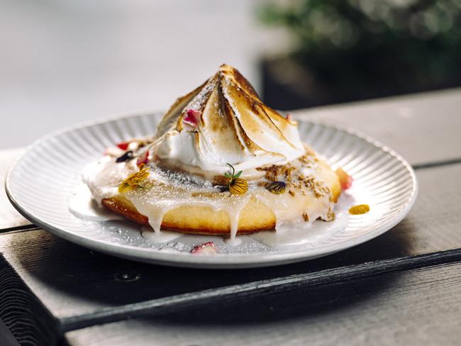 The Nutella bombe alaska hotcakes at Buttery Boy in Fortitude Valley.