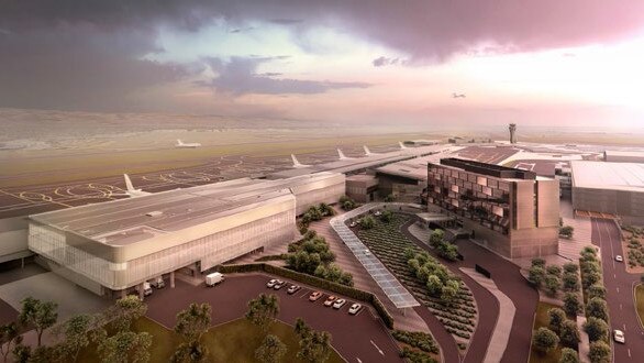 An artist impression of the Adelaide Airport terminal expansion.