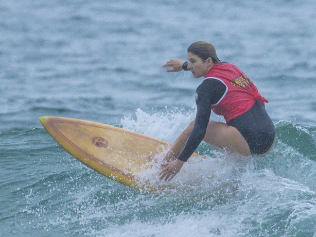 Early Saturday heats of The Burleigh Heads Boardriders Single Fin Festival. Picture: Glenn Campbell