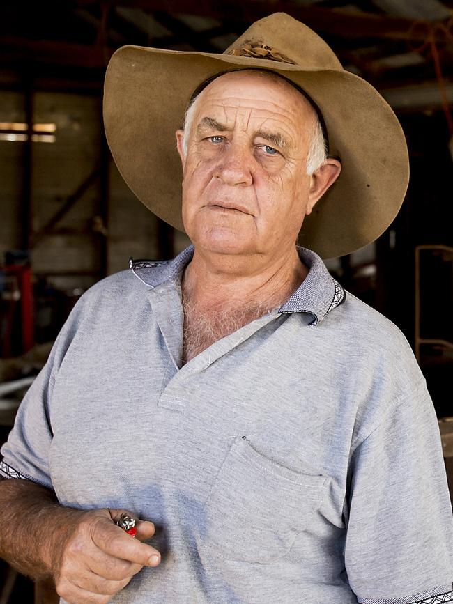 Colin Cowcher in his shearing shed at Quindanning in WA. Picture: Kim Storey