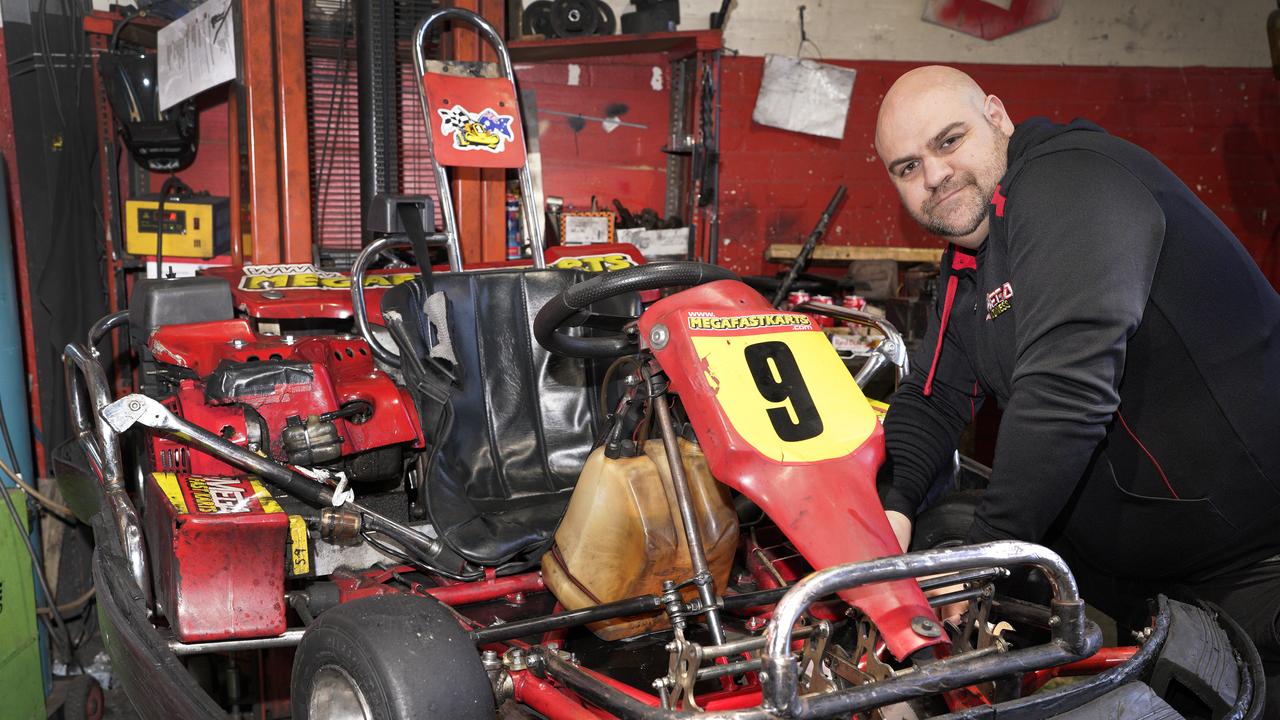 Mega Fast Karts Richmond owner Aaron Thompson at his business, which is facing closure due to the Torrens to Darlington upgrade. Picture: Dean Martin