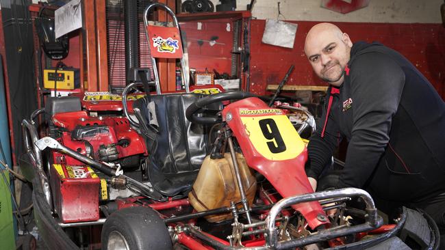 Mega Fast Karts Richmond owner Aaron Thompson at his business, which is facing closure due to the Torrens to Darlington upgrade. Picture: Dean Martin