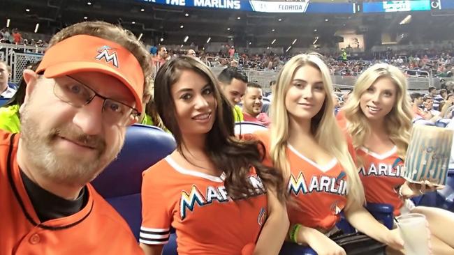 Baseball Marlins Man sexy friend expose breasts
