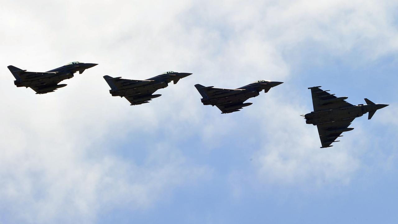 Eurofighter jets are being used to deter Russian incursions over small Baltic States such as Latvia, Lithuania and Estonia. Picture: AFP