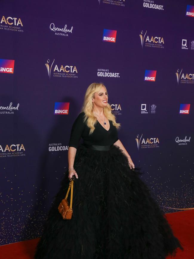 Rebel Wilson arrives on the Red Carpet at the 2024 Aacta Awards at HOTA on the Gold Coast. Picture: Glenn Campbell