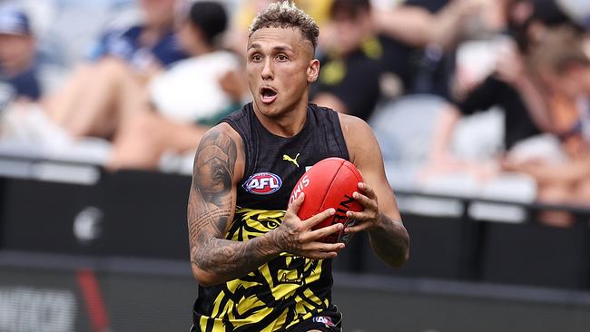 Shai Bolton kicked three goals for Richmond against Geelong. Picture: Michael Klein